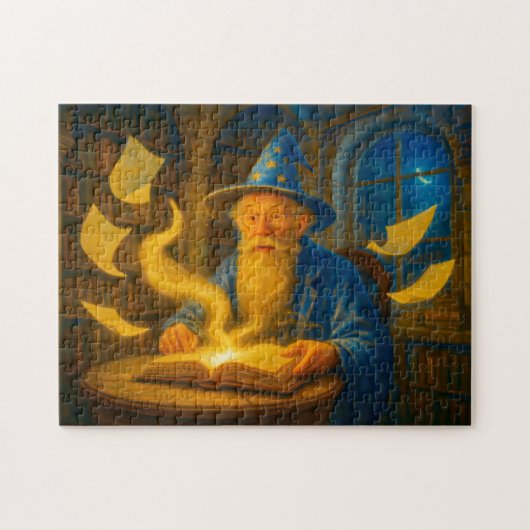 Mage reading spellbook in oil painting ジグソーパズル (横)
