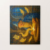 Mage reading spellbook in oil painting ジグソーパズル (縦)