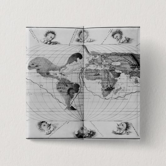 Magellanの世界の旅行をたどる世界地図 缶バッジ (正面)
