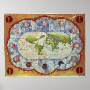 Magellanの世界の旅行をたどる地図 ポスター