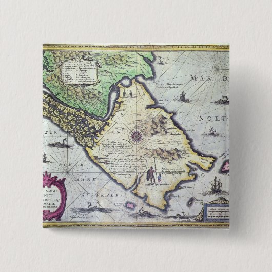 Magellanの海峡の地図、パタゴニア 缶バッジ (正面)