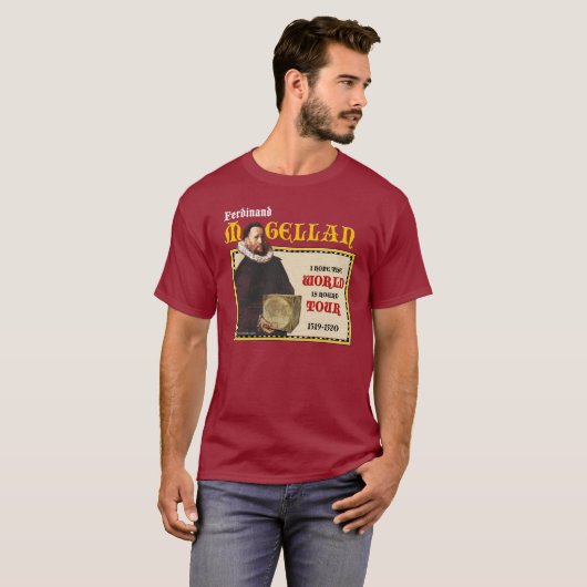 Magellanの1519年の世界旅行(人の暗い前部) Tシャツ (正面フル)