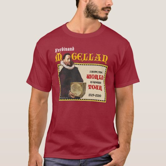 Magellan 1519の円形の世界旅行(人の暗闇) tシャツ (正面)