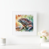 Magellanic lizard 070824AREF122 - Watercolor スクエア壁時計 (ホーム)