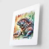 Magellanic lizard 070824AREF122 - Watercolor スクエア壁時計 (傾斜)