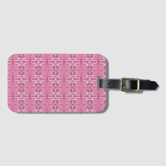 Magenta Abstract Block Print Luggage Tag ラゲッジタグ (正面横)