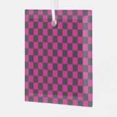 Magenta and smoke checkerboard pattern ガラスオーナメント (正面左)