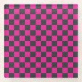 Magenta and smoke checkerboard pattern ガラスコースター (正面)