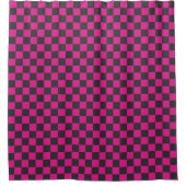 Magenta and smoke checkerboard pattern シャワーカーテン (正面)