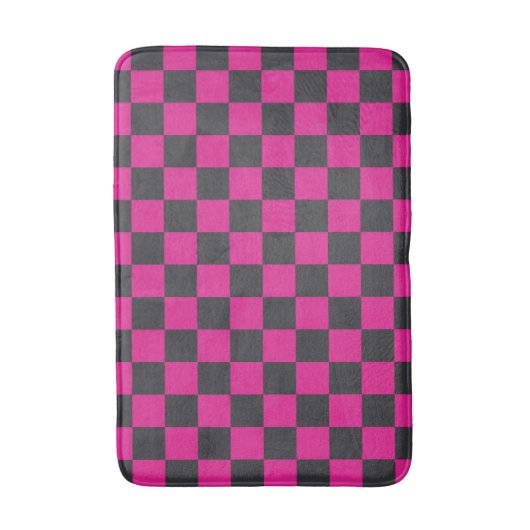 Magenta and smoke checkerboard pattern バスマット (正面縦)