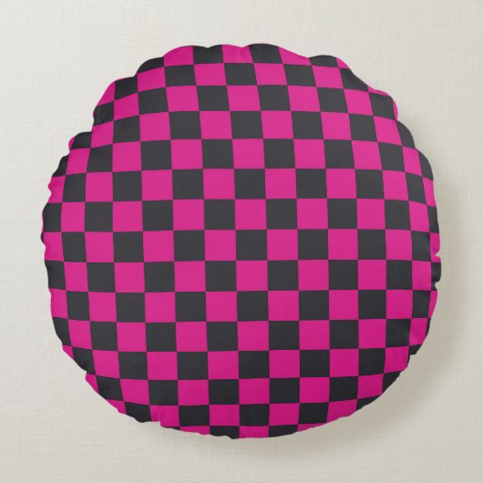 Magenta and smoke checkerboard pattern ラウンドクッション (正面)