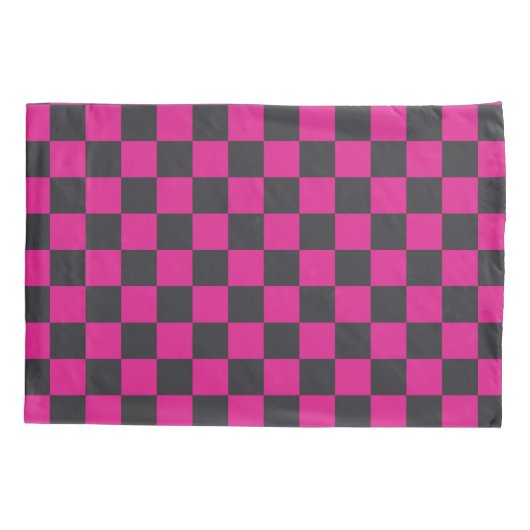 Magenta and smoke checkerboard pattern 枕カバー (裏面-左)