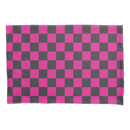 Magenta and smoke checkerboard pattern 枕カバー (正面左)