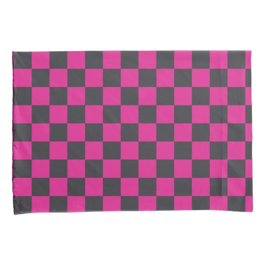 Magenta and smoke checkerboard pattern 枕カバー (正面右)