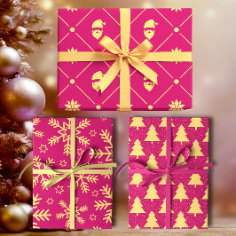 Magenta and Yellow Modern Holiday  ラッピングペーパーシート