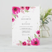 Magenta Artistic Floral Wedding 招待状 (スタンド正面)