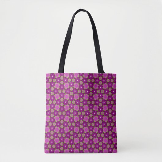 Magenta Bloom Pop Pattern Tote トートバッグ (正面)