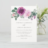 Magenta Blush Floral Arrangement Ivory Wedding 招待状 (スタンド正面)