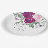 Magenta Blush Floral Bouquet White Wedding ペーパープレート (アングル)