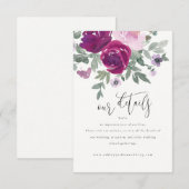 Magenta Blush Pink Floral Wedding Details Ivory エンクロージャーカード (正面/裏面)