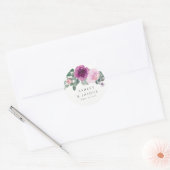 Magenta Blush Watercolor Floral Ivory Wedding ラウンドシール (封筒)