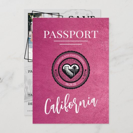 Magenta California Passportの保存日 セーブザデート (正面/裏面)