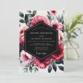 Magenta Enchanting Floral Wedding 招待状 (スタンド正面)