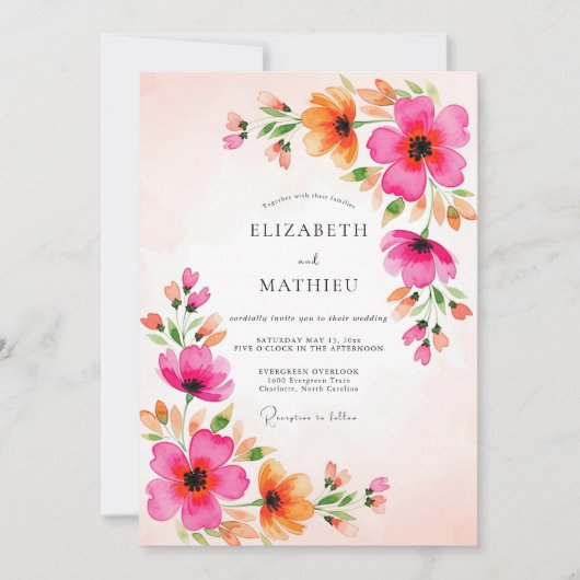 Magenta Festive Summer Wedding 招待状 (正面)