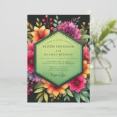 Magenta Floral Dusk Wedding 招待状 (スタンド正面)