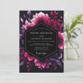 Magenta Floral Nocturne Wedding 招待状 (スタンド正面)