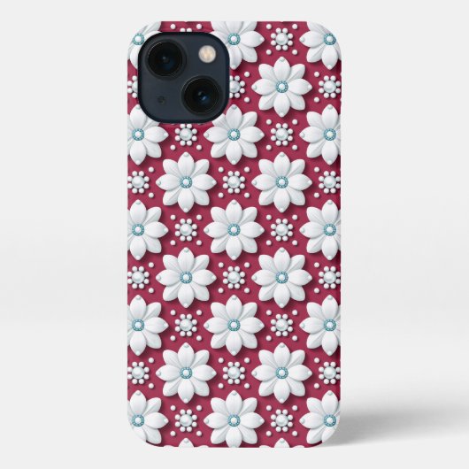 Magenta Floral Paper Bloom ✨ Elegant White Flower iPhoneケース (裏面)