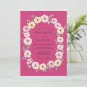Magenta Floral Romantic Spring Wedding 招待状 (スタンド正面)