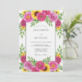 Magenta Floral Whimsy Wedding 招待状 (スタンド正面)