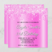 Magenta Glitter Drips Shimmer Ombre Drop Shadow 招待状 (正面/裏面)