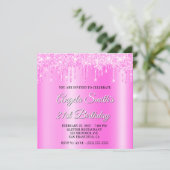 Magenta Glitter Drips Shimmer Ombre Drop Shadow 招待状 (スタンド正面)