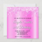 Magenta Glitter Drips Shimmer Ombre Drop Shadow 招待状 (正面)
