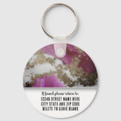 Magenta Gold Marble Branding Elegant Business Logo キーホルダー (裏面)