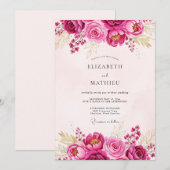Magenta Lavish Spring Wedding 招待状 (正面/裏面)