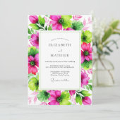 Magenta Lime Vivid Botanical Wedding 招待状 (スタンド正面)