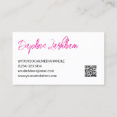 Magenta Lines Photo Signature Script QR Code 名刺 (裏面)