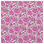 Magenta Mid Century Modern Floral Pattern ファブリック (見本)