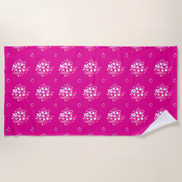 Magenta Minimal Dot Pattern Design ビーチタオル