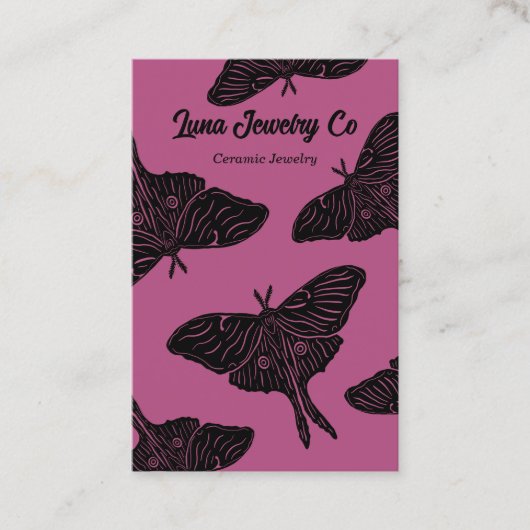 Magenta Mystical Luna Moth Blank Business Card 名刺 (正面)