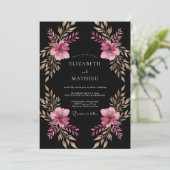 Magenta Painterly Blossom Wedding 招待状 (スタンド正面)