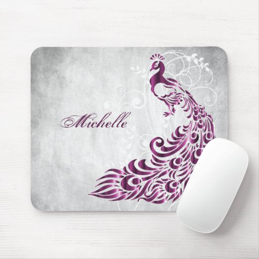 Magenta Peacock Personalized Mousepad マウスパッド (マウス)