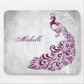 Magenta Peacock Personalized Mousepad マウスパッド (正面)