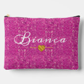 Magenta Pink Mosaic Glass Tile Bold Abstract アクセサリーポーチ (正面)
