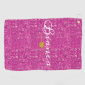 Magenta Pink Mosaic Glass Tile Bold Abstract ゴルフタオル (横)