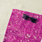 Magenta Pink Mosaic Glass Tile Bold Abstract ビーチタオル (インサイチュ)
