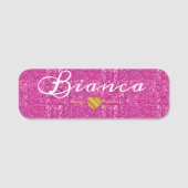 Magenta Pink Mosaic Glass Tile Bold Abstract 名札 (正面)